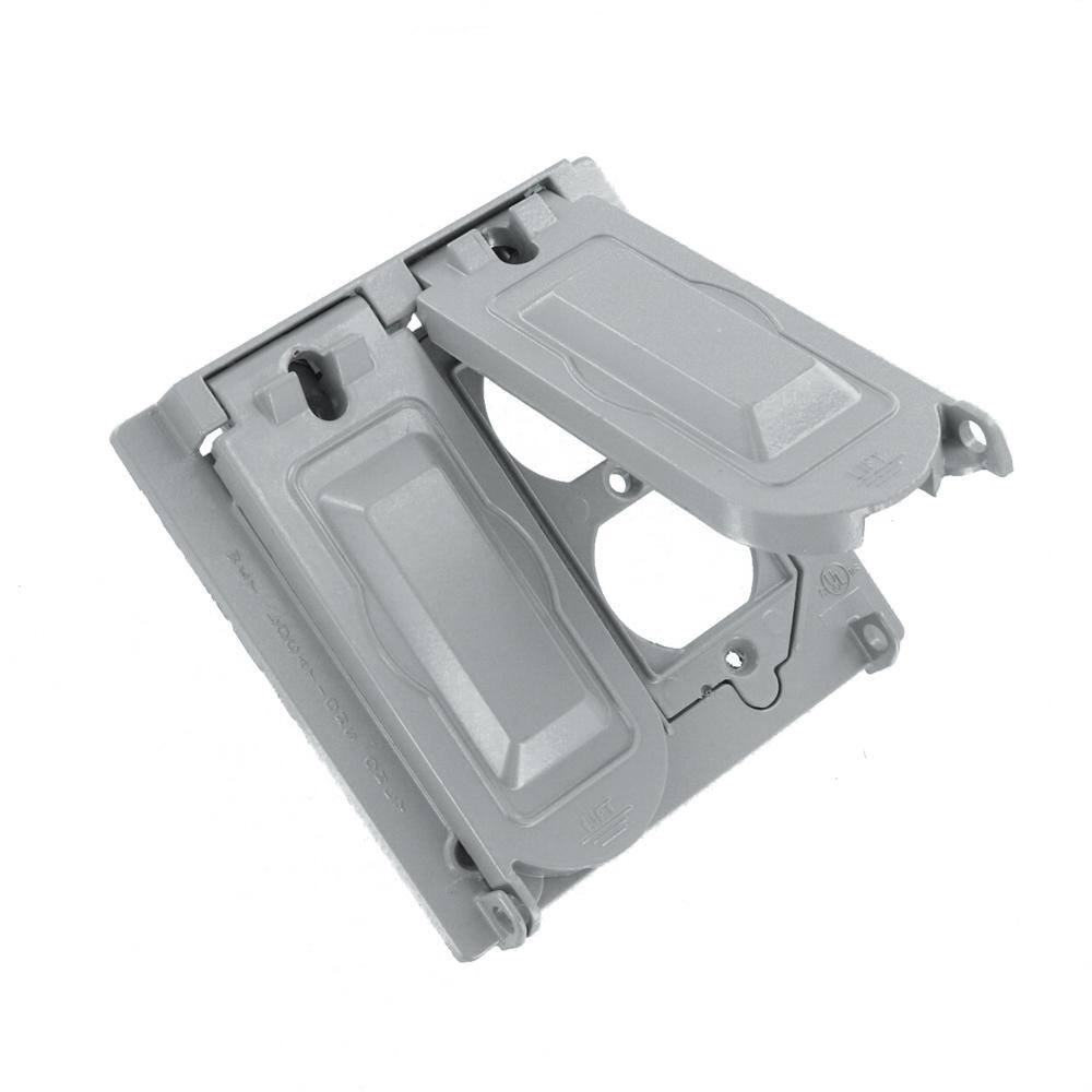 Gray Aluminum 2-Gang Weatherproof Cover with Lid