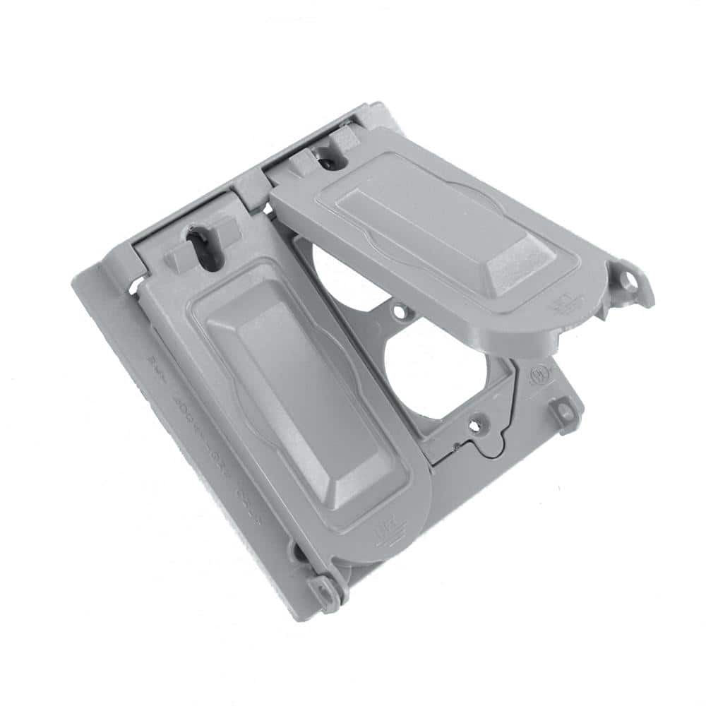 Gray Aluminum 2-Gang Weatherproof Cover with Lid