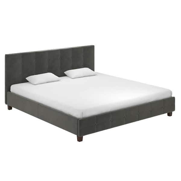 DHP Ryan Gray Velvet Upholstered King Bed