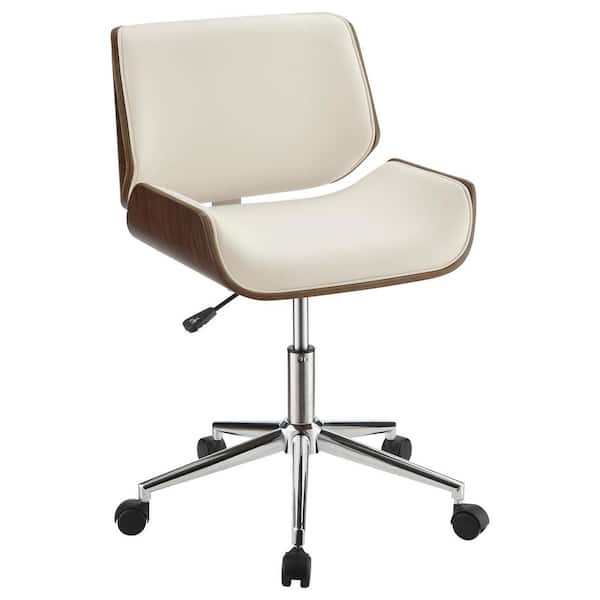 Coaster Addington Faux Leather Adjustable Height Office Chair in Ecru and Chrome