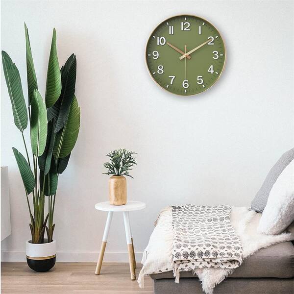 12 in. Modern Quartz Wall Clock-Olive Green