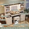 Harper & Bright Designs 2-Piece White Makeup Vanity Set with Mirror, LED Lights, Drawers, Glass Visual Desktop and Cushion Stool HZZ123AAK