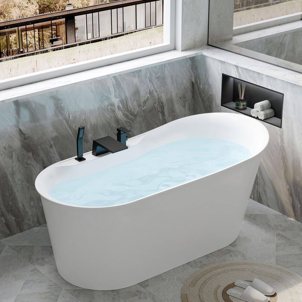 66 in. x 31 in. Acrylic Freestand Soaking Bathtub with Drain in Glossy White price history on PriceWatchPro