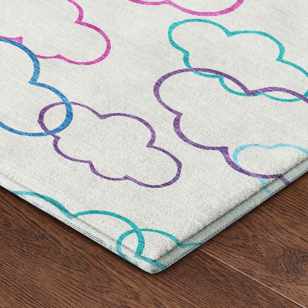 Mayfield Premium Machine Washable Abstract AMF2508 Ivory 9 ft. x 12 ft. Area Rug