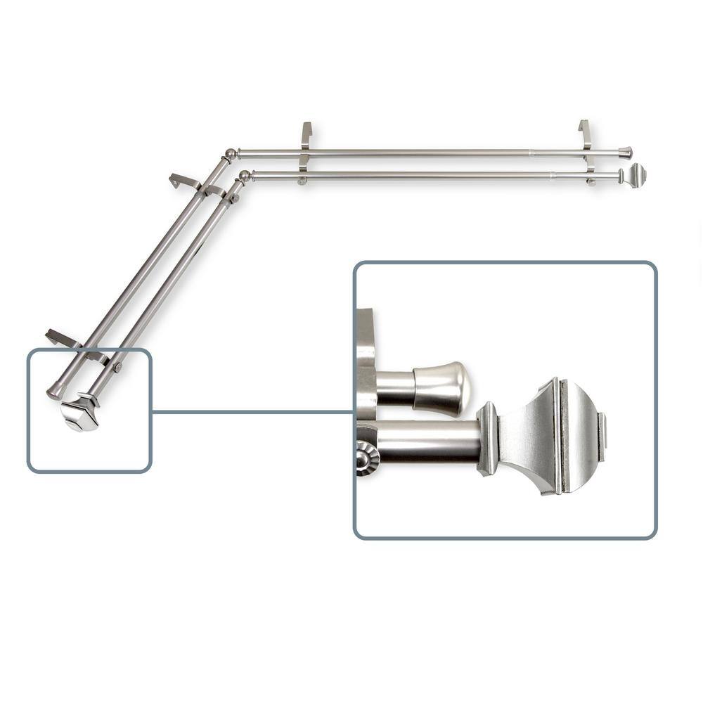 28 in. to 48 in. Adjustable 13/16 in. Corner Window Double Curtain Rod in S