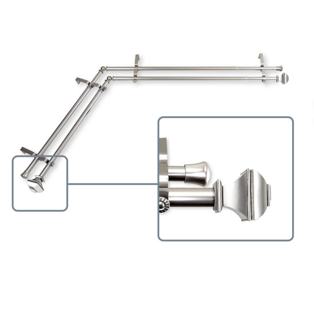 120 in. to 170 in. Adjustable 13/16 in. Corner Window Double Curtain Rod in