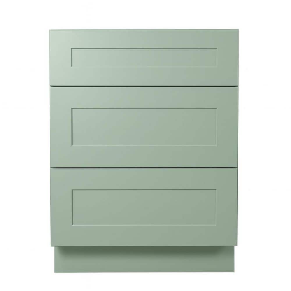 Shaker Assembled 36 in. x 34.5 in. x 24 in. Drawer Base Cabinet with 3 Drawers in Jade Green price history on PriceWatchPro