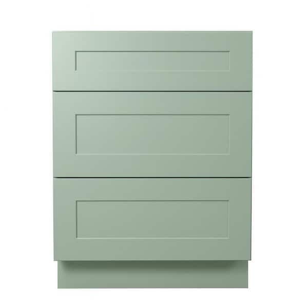 Shaker 24 in. W x 34.5 in. H x 21 in. D Drawer Base Bath Vanity Cabinet without Top in Jade Green Assembled