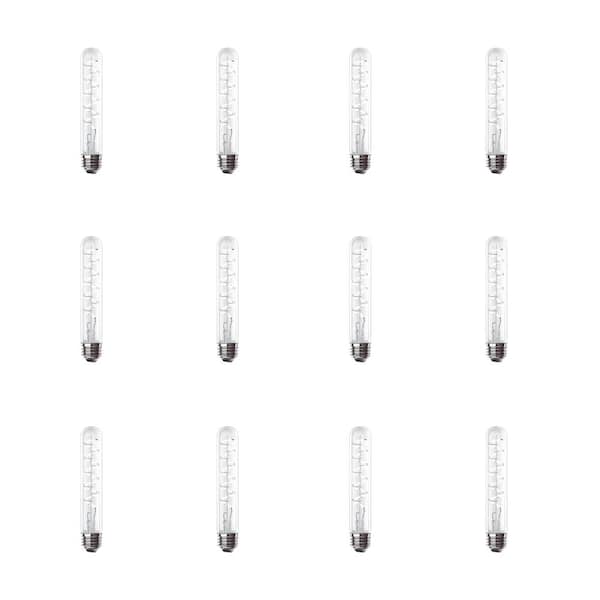 Feit Electric 40-Watt Equivalent T10 Dimmable Spiral Filament Large Clear Glass E26 Vintage Edison LED Light Bulb, Daylight (12-Pack)