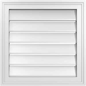 20" x 20" Vertical Surface Mount PVC Gable Vent: Functional with Brickmould Frame