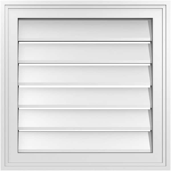 Ekena Millwork 20" x 20" Vertical Surface Mount PVC Gable Vent: Functional with Brickmould Frame
