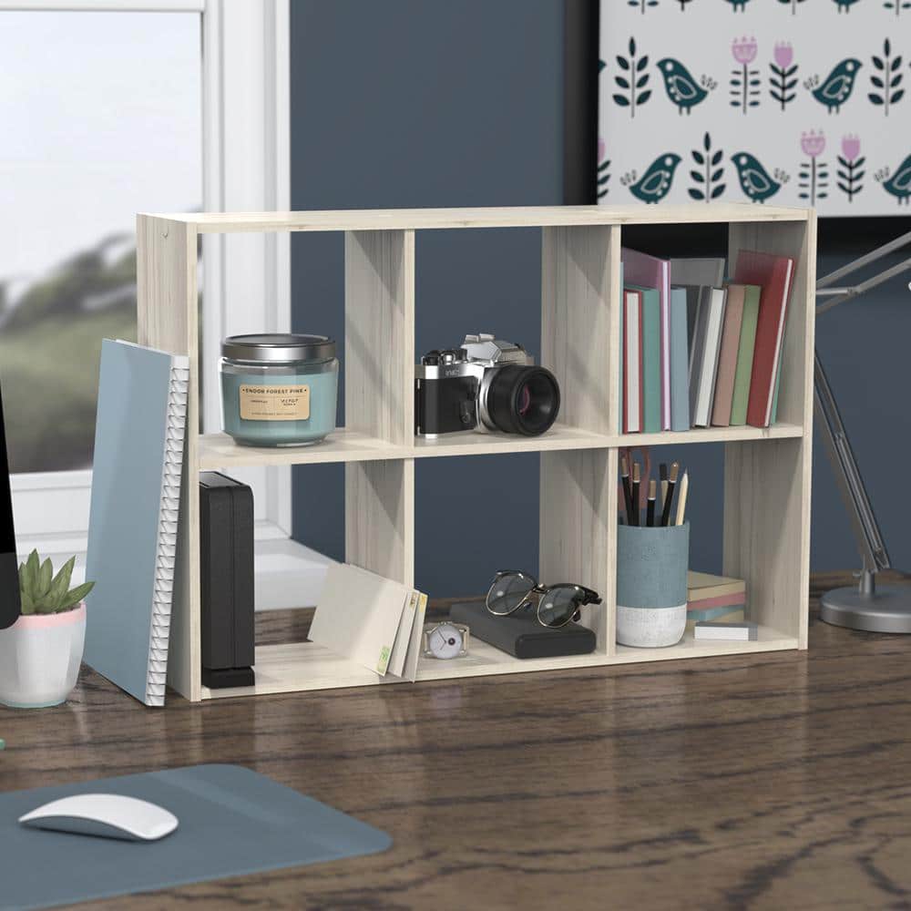 Bleached Walnut 6-Cube Mini Desktop Organizer