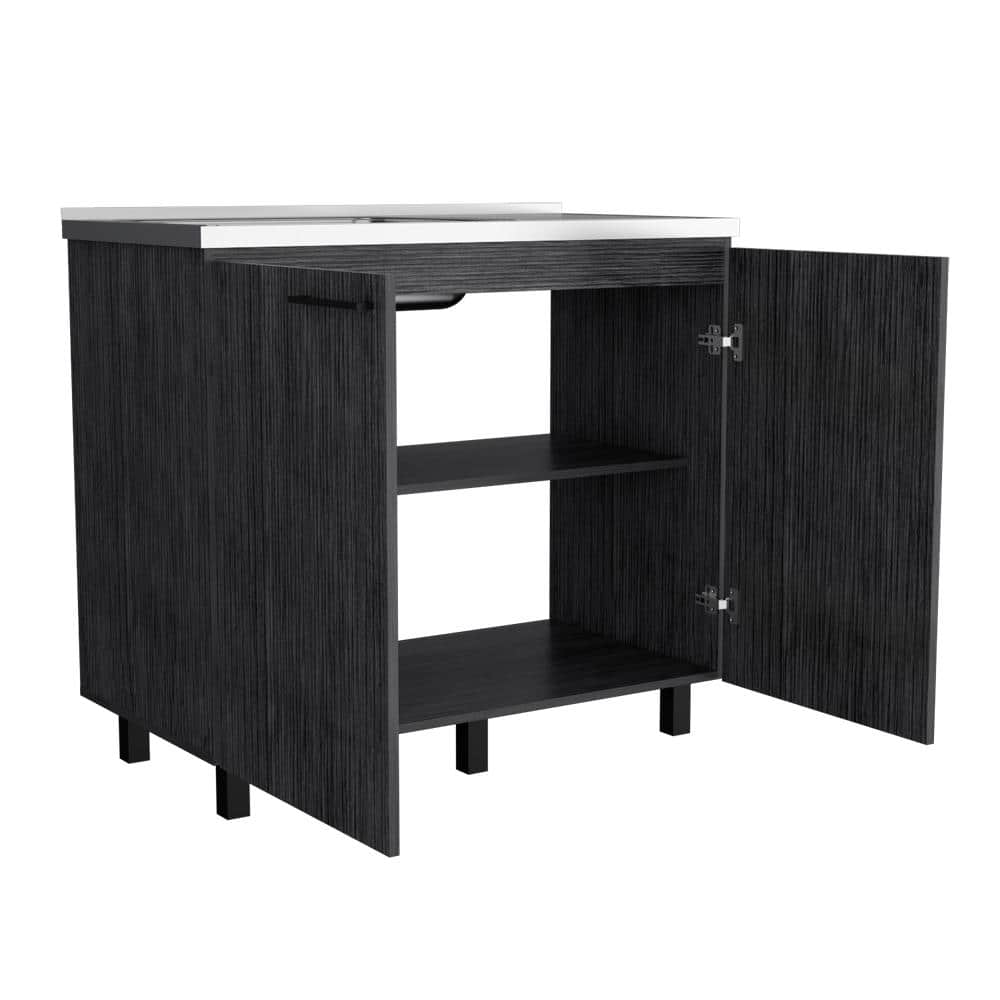 Utility Sink Cabinet Burwood - Smokey Oak Finish, 2-Door Storage with Shelves for Kitchen, Laundry & Garage price history on PriceWatchPro