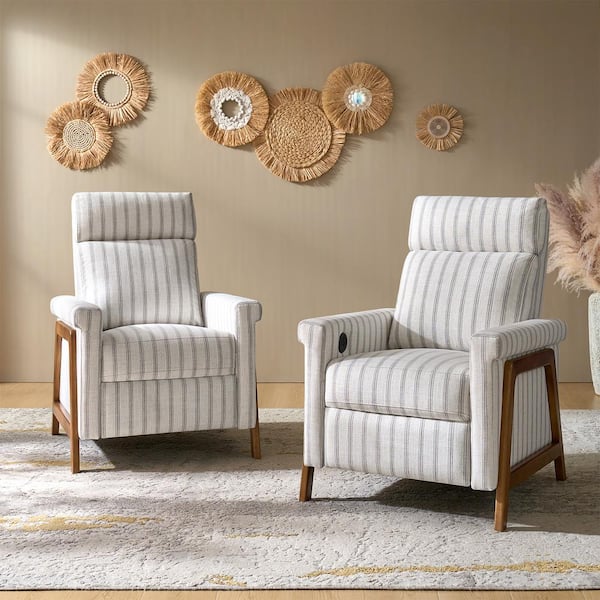 JAYDEN CREATION Amsi Stripe 29 in. W Modern Power Recliner with Type-C and USB Charging Ports (Set of 2)