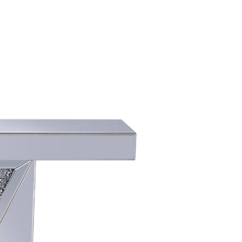 47" Mirrored Wood Console Table with Faux Diamonds