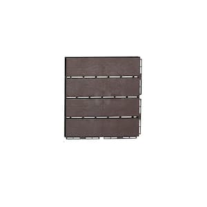 12 in. x 12 in. x 0.79 in. Outdoor Square Plastic Interlocking Flooring Composite Decking Tiles in Dark Brown(Pack-9)