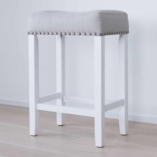 Nathan James Hylie 24 In Gray Fabric, Vanity Bar Stool Height