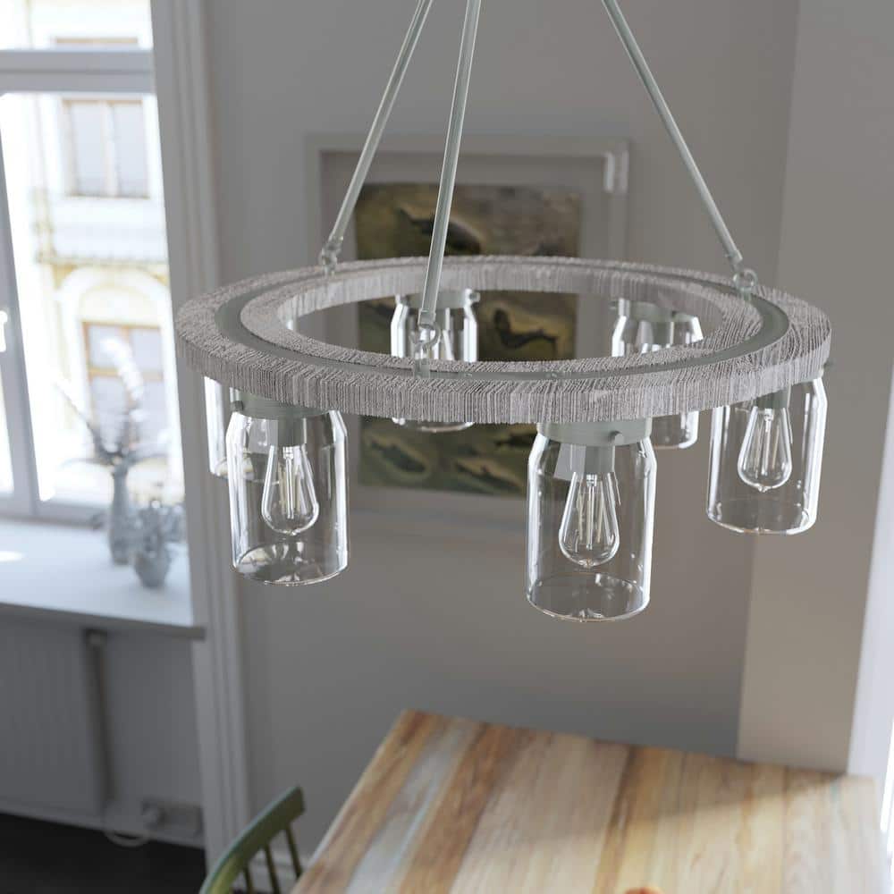 Devon Park 6 Light Brushed Nickel Circular Chandelier with Clear Glass Shades Kitchen Light price history on PriceWatchPro