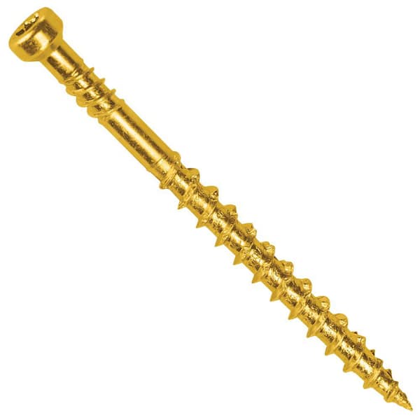 #8 x 1-5/8 in. Star Drive Trim Head Reverse Thread Gold Construction Screws 1 lb. Box