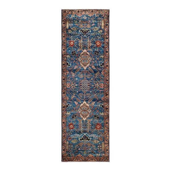Solo Rugs Serapi One-of-a-Kind Traditional Light Blue 2 ft. x 8 ft. Runner Hand Knotted Tribal Area Rug