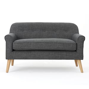 Mariah Gray Polyester 2-Seater Loveseat with Tapered Wood Legs