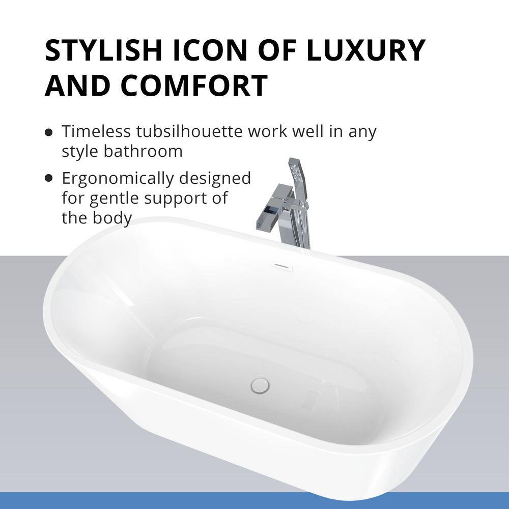 Havana 67'' White Acrylic Freestanding Bathtub