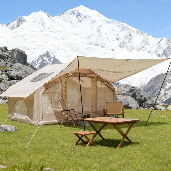 TEINIE 10 ft x 7 ft Beige Inflatable Camping Tent with canopy 4