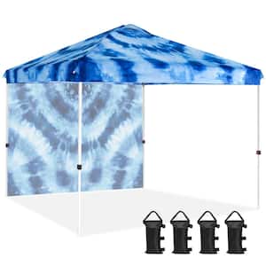 10 ft. x 10 ft. Multi-Colored Instant Canopy Pop Up Tent with 1-Sidewall, Wheeled Bag and 4-Weight Bags