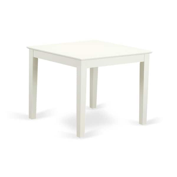 East West Furniture 3-Piece Linen White Finish Solid Wood Top Dining Table Set