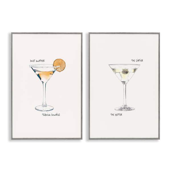 Tequila Cocktails and Phrases by Graffi*tee Studios 2 Pieces Gray Framed Food Giclee Art Print 18 in. x 12 in.
