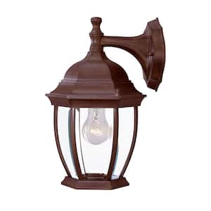 Wexford Collection 1-Light Burled Walnut Outdoor Wall Lantern Sconce