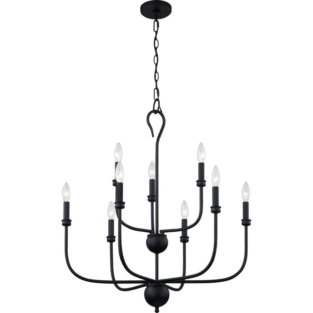 Blanche Matte Black 27" Steel 9-Light Chandelier