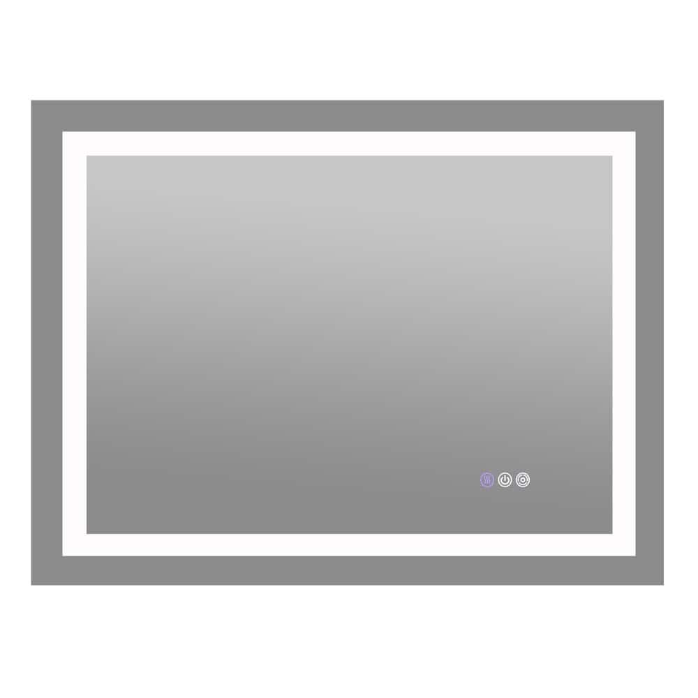Clear 39 in. W x 32 in. H LED Modern Rectangle Wall Mirror with Anti-Fog, M