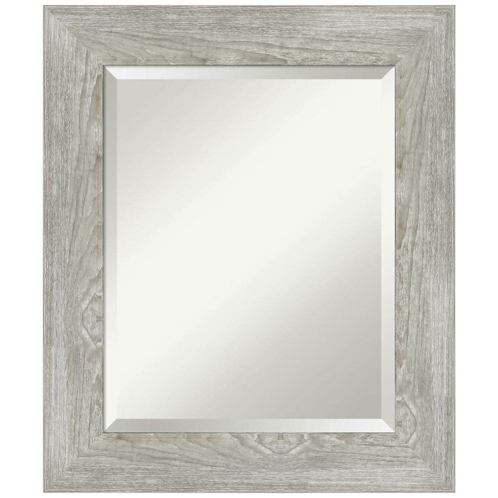 Dove Greywash Rustic Woodgrain 22" x 26" Bathroom Vanity Mirror