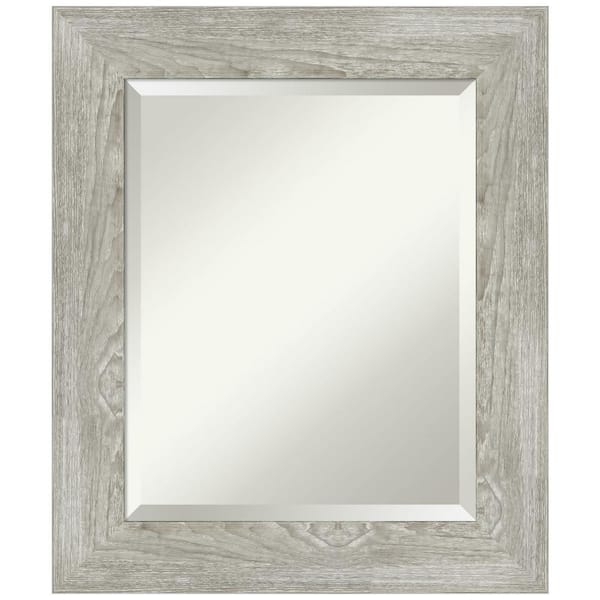 Amanti Art Medium Rectangle Distressed Grey Beveled Glass Modern Mirror ...