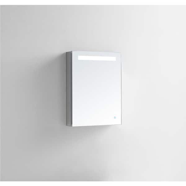 Aquadom Pacifica 20 in W x 26 in. H Recessed or Surface Mount Medicine Cabinet with Single Door, LED Lighting, Left Hinge