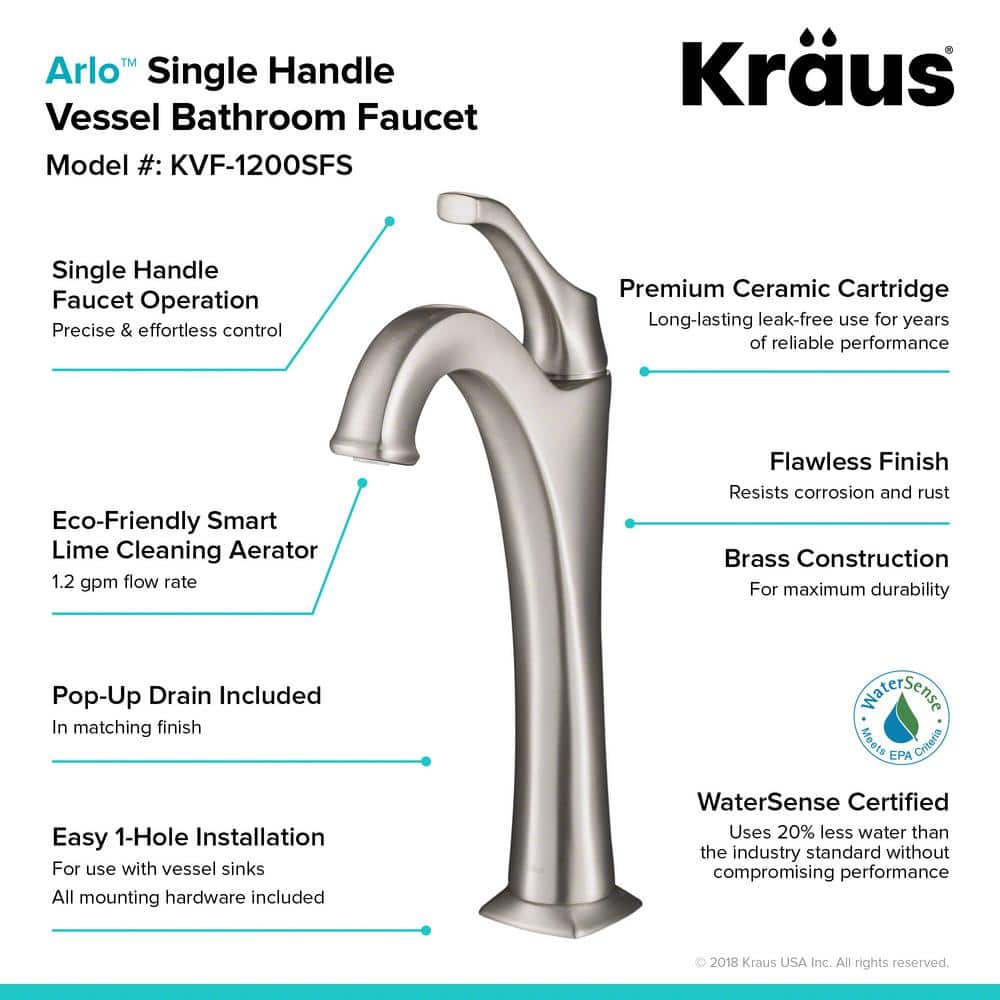 Eco-Friendly Arlo Single Handle Vessel Faucet in Spot-Free Nickel