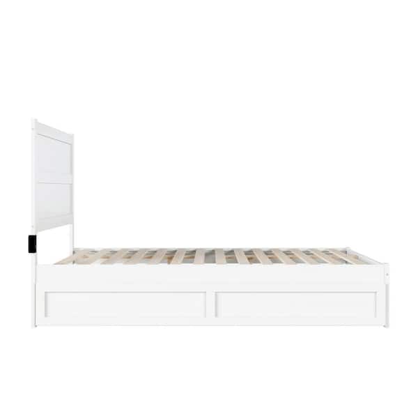 NoHo White Wood Frame Queen Platform Bed with Twin XL Trundle