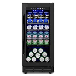 14.96 in. Single Zone 120-Cans Beverage Cooler Fridge with Control Panel in Black Stainless Steel, Frost-free