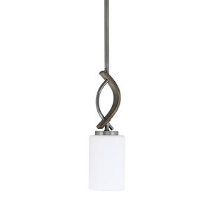 Wensley 100-Watt 1-Light Graphite & Wood-look Metal Shaded Pendant ...