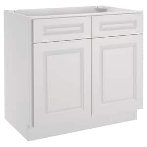 36-in W X 24-in D X 34.5-in H in Raised Panel Dove Plywood Ready to Assemble Floor Base Kitchen Cabinet with 2 Drawers