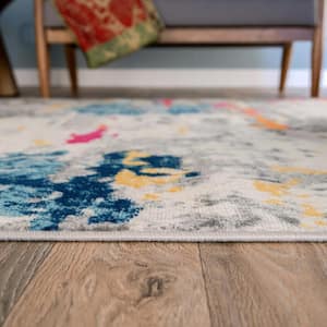 Transitional Distressed Modern Multi 2 ft. x 7 ft. Abstract Runner Rug
