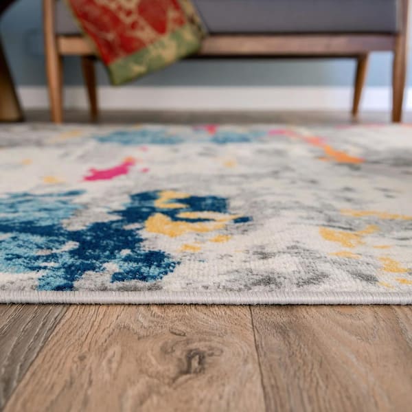 Transitional Distressed Modern Multi 5 ft. x 7 ft. Abstract Area Rug