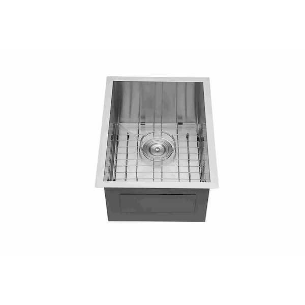 15 in. Undermount Single Bowls 16 Gauge White Stainless Steel Kitchen Sink Basin