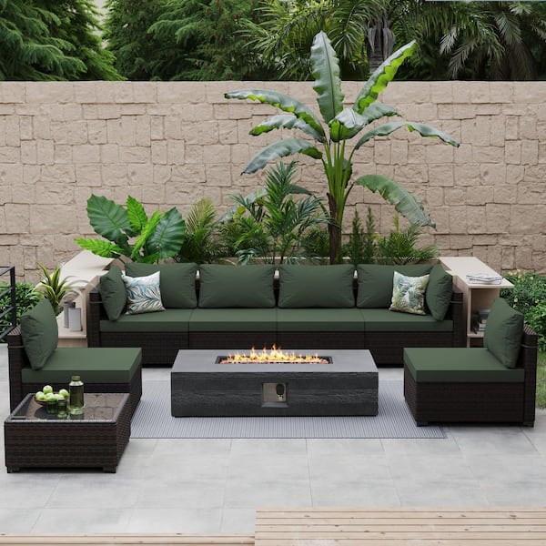 PATIO WATCHER 8-Piece Rattan Patio Conversation Set with