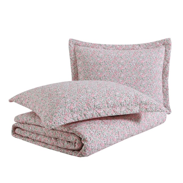 Laura Ashley Loveston 3-Piece Pink Cotton Full/Queen Quilt Set  USHSA91254482 - The Home Depot