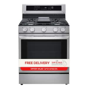5.8 cu. ft. Smart Wi-Fi Enabled True Convection InstaView Gas Range Oven with Air Fry in Printproof Stainless Steel
