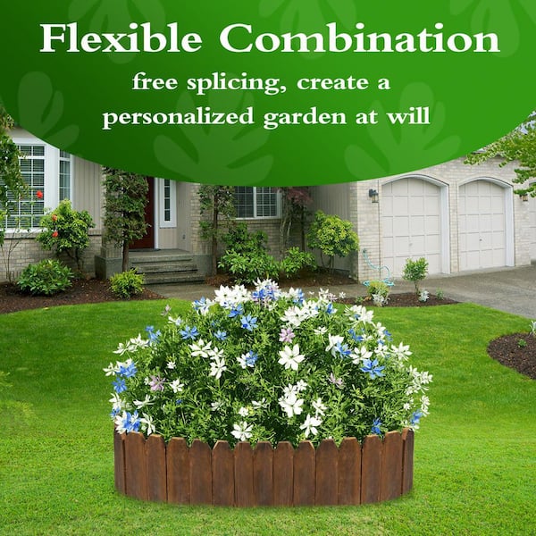 47in. x 5.9in. x 0.4 in. Brown Wood Garden Edging Fence Border Decorative Panels for Flower and Landscape Fencing, 10pcs