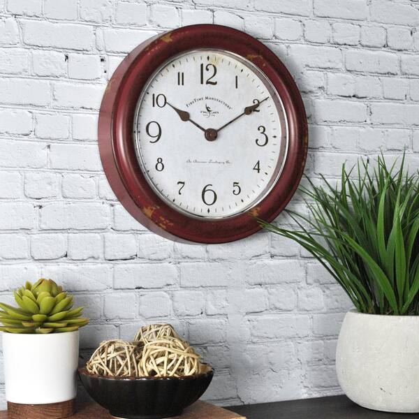 FirsTime & Co. 8.5 in. Round Red Patina Wall Clock