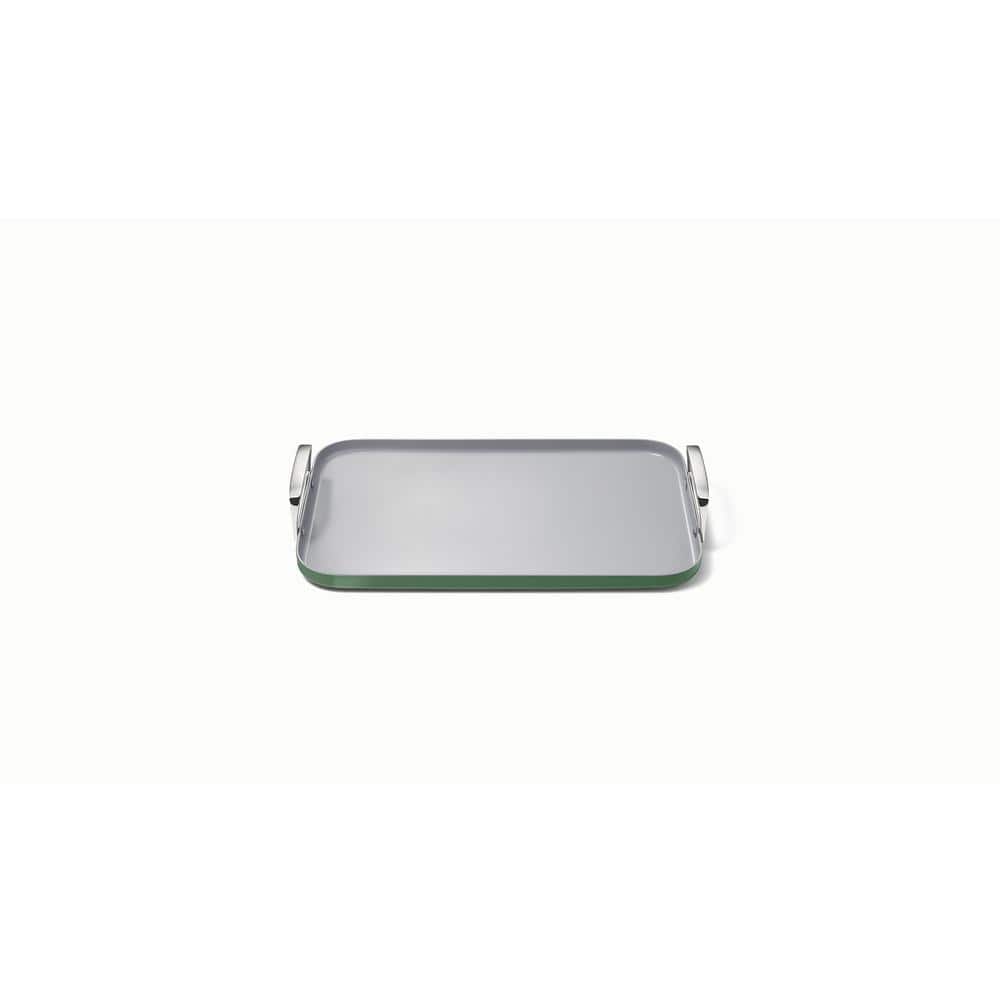 Sage Green Ceramic Nonstick Double Burner Griddle with Handles